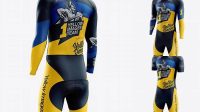 6665+ Men’s Cycling Skinsuit LS PSD Mockup Half Side View Digital Resource Free Download