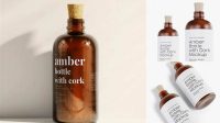 6666+ Amber Bottle with Cork Stopper PSD Mockup Free PSD Mockup Resource