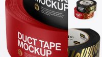 6666+ Two Matte Duct Tape Rolls PSD Mockup High-Angle Shot Layered PSD for Easy Editing