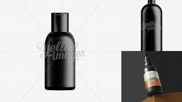 6668+ Black Plastic Cosmetic Bottle with Lid 100 ml Downloadable PSD Design Template