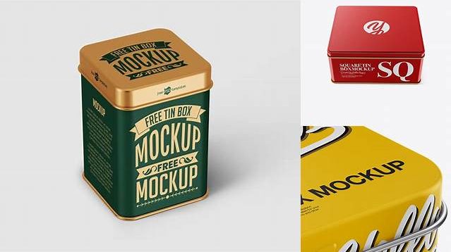 6669+ Matte Tin Box PSD Mockup High-Angle Shot Free Photoshop Mockup Design