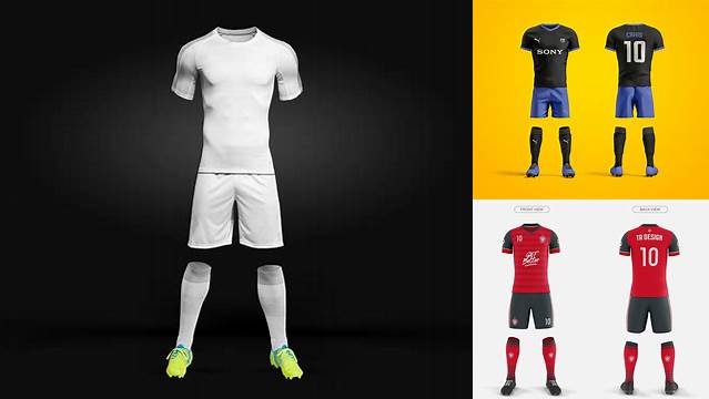 6669+ Men’s Full Soccer Kit PSD Mockup Front View High-Quality Editable PSD