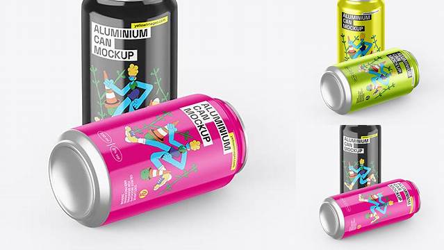 667+ Two Aluminium Cans With Metallic Finish PSD Mockup High-End Photoshop Mockup