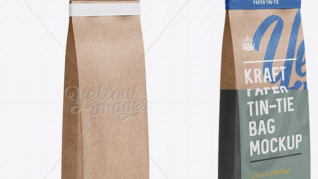 6670+ Paper Bag with a Kraft Paper Tin-Tie PSD Mockup Halfside View Easy Editable