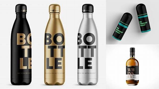 6671+ Matte Bottle with Paper Label PSD Mockup Front View Free PSD