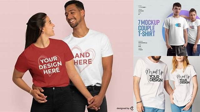 6675+ Couple T Shirt Mockup Creative Design File