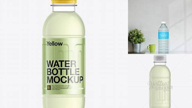 6678+ 500ml PET Bottle with Lemon Energy Water PSD Mockup Exclusive Free Photoshop Mockup