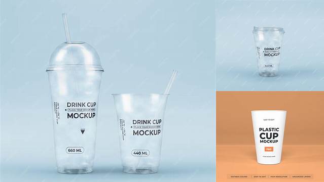 6678+ Plastic Cup PSD Mockup Front View Premium Mockup Freebie