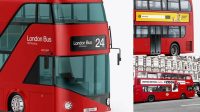 6679+ London Bus PSD Mockup Half Side View Advanced Photoshop Template