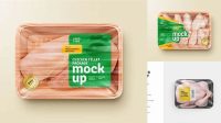 6679+ Tray With Raw Chicken PSD Mockup Top View Advanced and Editable PSD Template Free