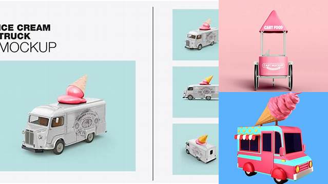 6681+ Ice Cream Truck Mockup Versatile PSD Mockup File