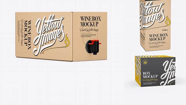 6681+ Kraft Paper Wine Box PSD Mockup 25° Angle Front View Eye-Level Shot Download Premium Free PSD