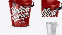 6683+ Glossy Plastic Bucket PSD Mockup Half Side View High-Angle Shot Exclusive Digital PSD Resource