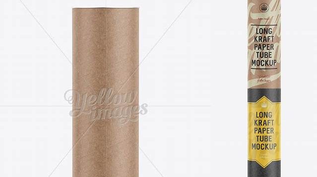 6683+ Long Kraft Paper Tube with a Paper Label Front View High-Quality Creative PSD