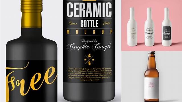 6684+ Textured Ceramic Bottle With Label PSD Mockup Downloadable PSD Design Template