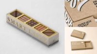 6688+ Kraft Chocolate Box PSD Mockup Half Side View High-Angle Shot PSD for Creative Projects