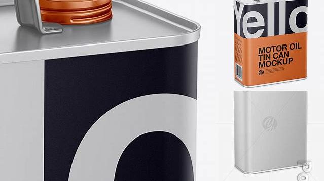 6689+ Matte Oil Tin Can PSD Mockup High-Angle Shot Photoshop Resource Free