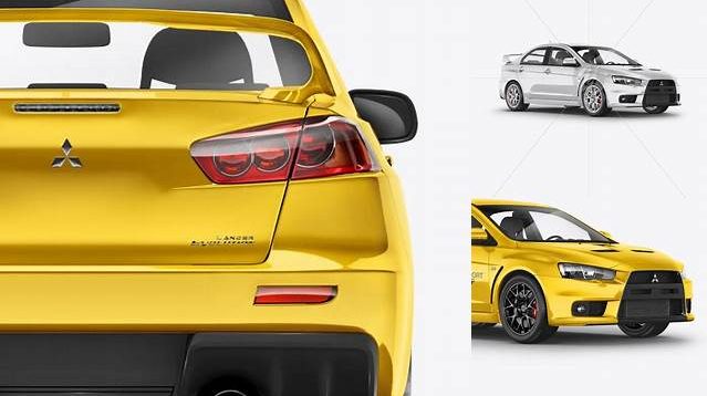 669+ Mitsubishi Lancer Evolution X PSD Mockup Back View Exclusive Digital PSD Resource