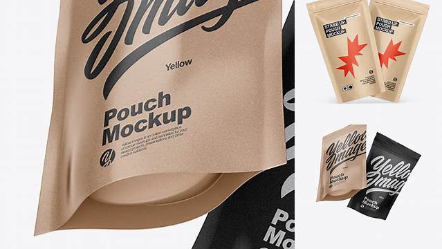 6690+ Two Karft Pouches PSD Mockup Elegant Free Graphic Resource