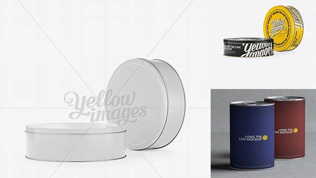 6690+ Two Round Tin Cans PSD Mockup Halfside View High-Angle Shot Fully Layered PSD Freebie