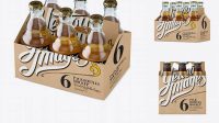 6691+ Kraft Paper 6 Pack Beer Bottle Carrier PSD Mockup Halfside View High-Angle Shot Creative Free PSD Graphic Design