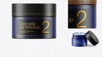 6693+ Dark Frosted Blue Glass Cosmetic Jar PSD Mockup Photoshop PSD Free for Designers