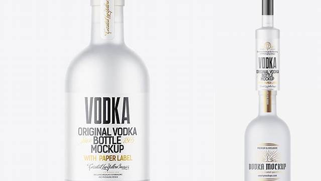 6693+ Frosted Glass Bottle with Vodka PSD Mockup High-Resolution Graphic