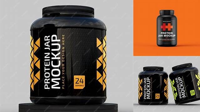 6694+ Clear Protein Jar PSD Mockup Creative Free PSD Graphic Design