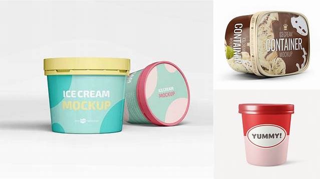 6695+ 64oz Ice Cream Container Mock-up Exclusive PSD Design Freebie