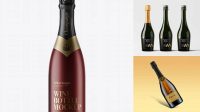 6695+ Matte Metallic Champagne Bottle PSD Mockup Custom Mockup PSD for Free