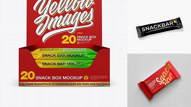 6696+ 20 Snack Bars Matte Box PSD Mockup Photoshop Resource Free