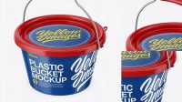 6706+ Plastic Bucket PSD Mockup Half Side High Angle Shot Elegant Free Graphic Resource