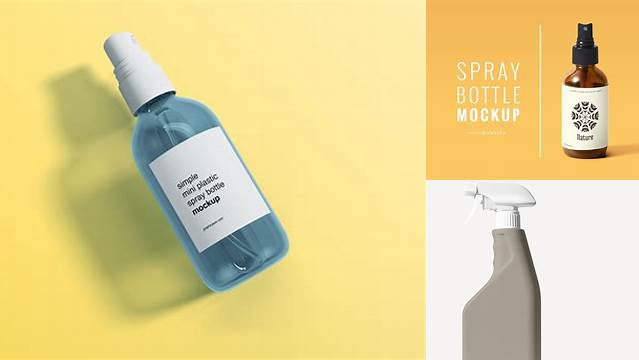 6708+ Green Spray Bottle with Transparent ?ap PSD Mockup Creative High-Resolution PSD Freebie