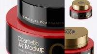 6710+ 50ml Glossy Plastic Cosmetic Jar PSD Mockup High-Angle Shot Exclusive Digital PSD Resource