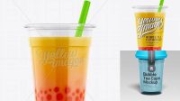 6712+ Mango Bubble Tea Cup PSD Mockup Elegant and Stylish Free PSD