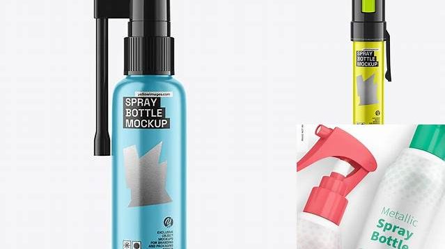 6715+ Matte Metallic Spray Bottle with Transparent Cap PSD Mockup Creative Layered Design File