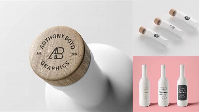 6716+ Matte Ceramic Bottle With Wooden Cap PSD Mockup Modern and Unique Freebie PSD