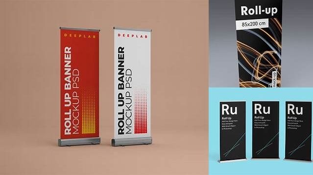 6716+ Roll-Up Poster PSD Mockup Half Side View Versatile and Modern PSD Mockup