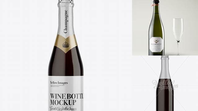 6717+ Dark Amber Champagne Bottle PSD Mockup Front View Professional Graphic PSD Download