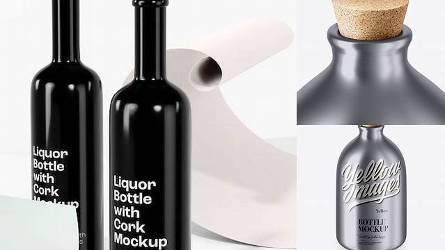 6720+ Matte Bottle With Cork PSD Mockup High-Angle Shot Unique High-Resolution Photoshop Mockup