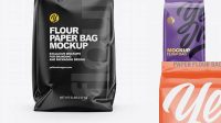 6726+ Glossy Paper Flour Bag PSD Mockup Front View Eye-Level Shot Download Free Premium Design PSD