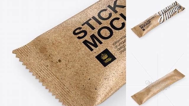 6726+ Kraft Stick Sachet PSD Mockup Halfside View High-Angle Shot Free Mockup Templates