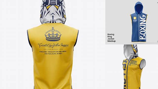 6728+ Boxing Ring Jacket PSD Mockup Back View Free Premium Photoshop Template Download