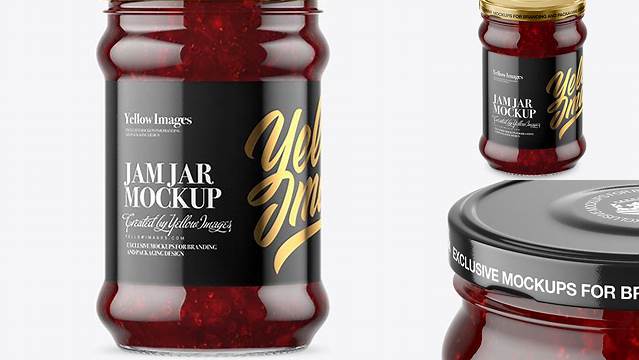 6732+ Clear Glass Jar with Cranberry Jam PSD Mockup Versatile Mockup for Designers