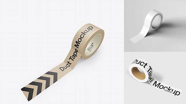 6733+ Paper Duct Tape PSD Mockup Half Side View High-Angle Shot High-Quality Creative PSD