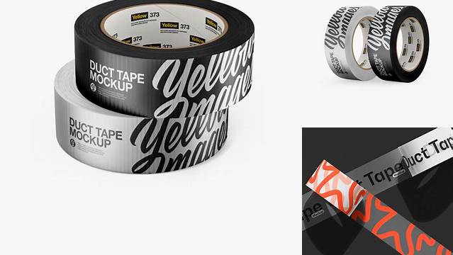 6734+ Two Metallic Duct Tape Rolls PSD Mockup Unique High-Resolution PSD