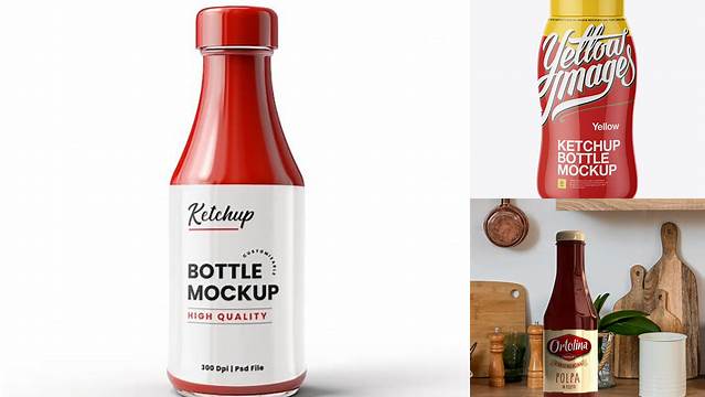 6735+ 250g Ketchup Bottle PSD Mockup High-Quality Design Free PSD