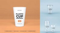 6736+ 500g Plastic Cup PSD Mockup Front View Creative Design PSD Free Download