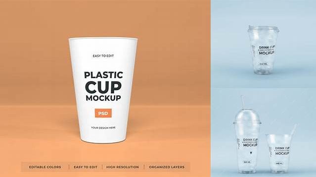 6736+ 500g Plastic Cup PSD Mockup Front View Creative Design PSD Free Download