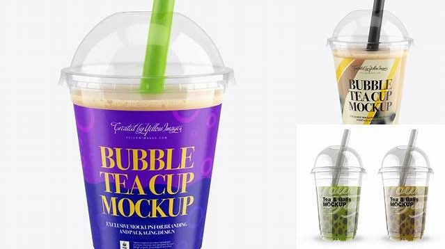 6743+ Chocolate Bubble Tea Cup PSD Mockup High-Angle view Professional Quality PSD Freebie